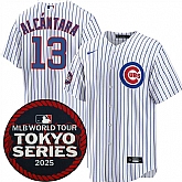 Men's Chicago Cubs #13 Kevin Alcantara White 2025 World Tour Tokyo Series Home Stitched Jersey Dzhi,baseball caps,new era cap wholesale,wholesale hats
